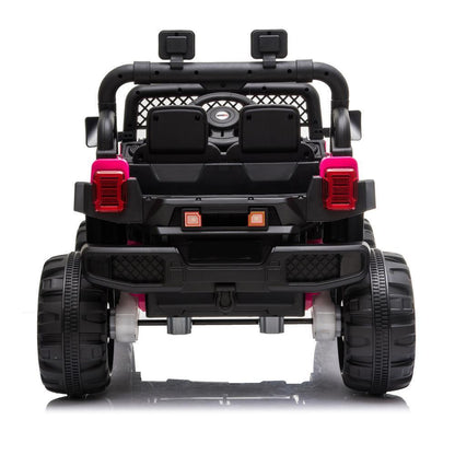 12V Electric Ride-On Truck with RC Remote Control in Rose Red