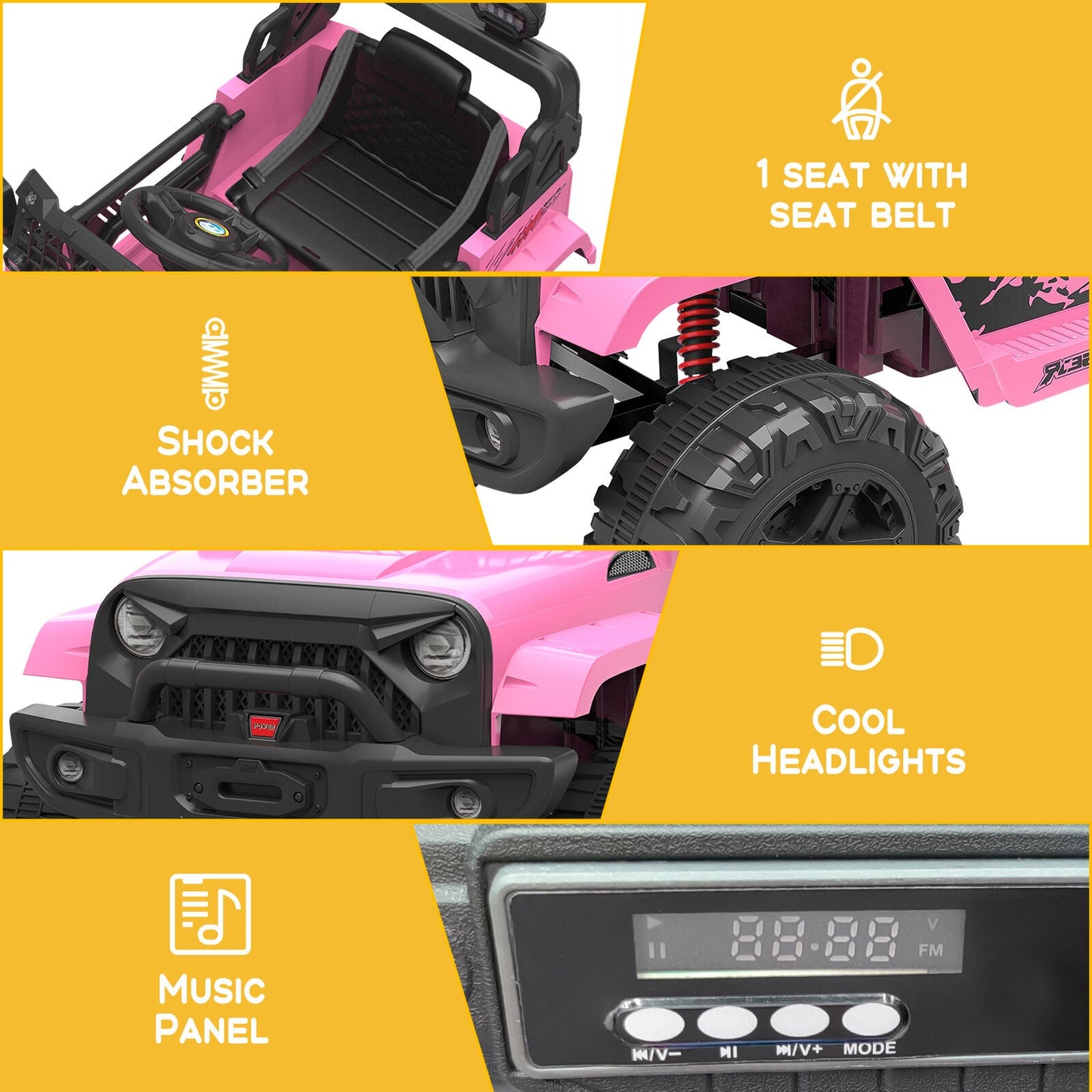 12V Electric Ride On Truck with Remote Control and LED Lights