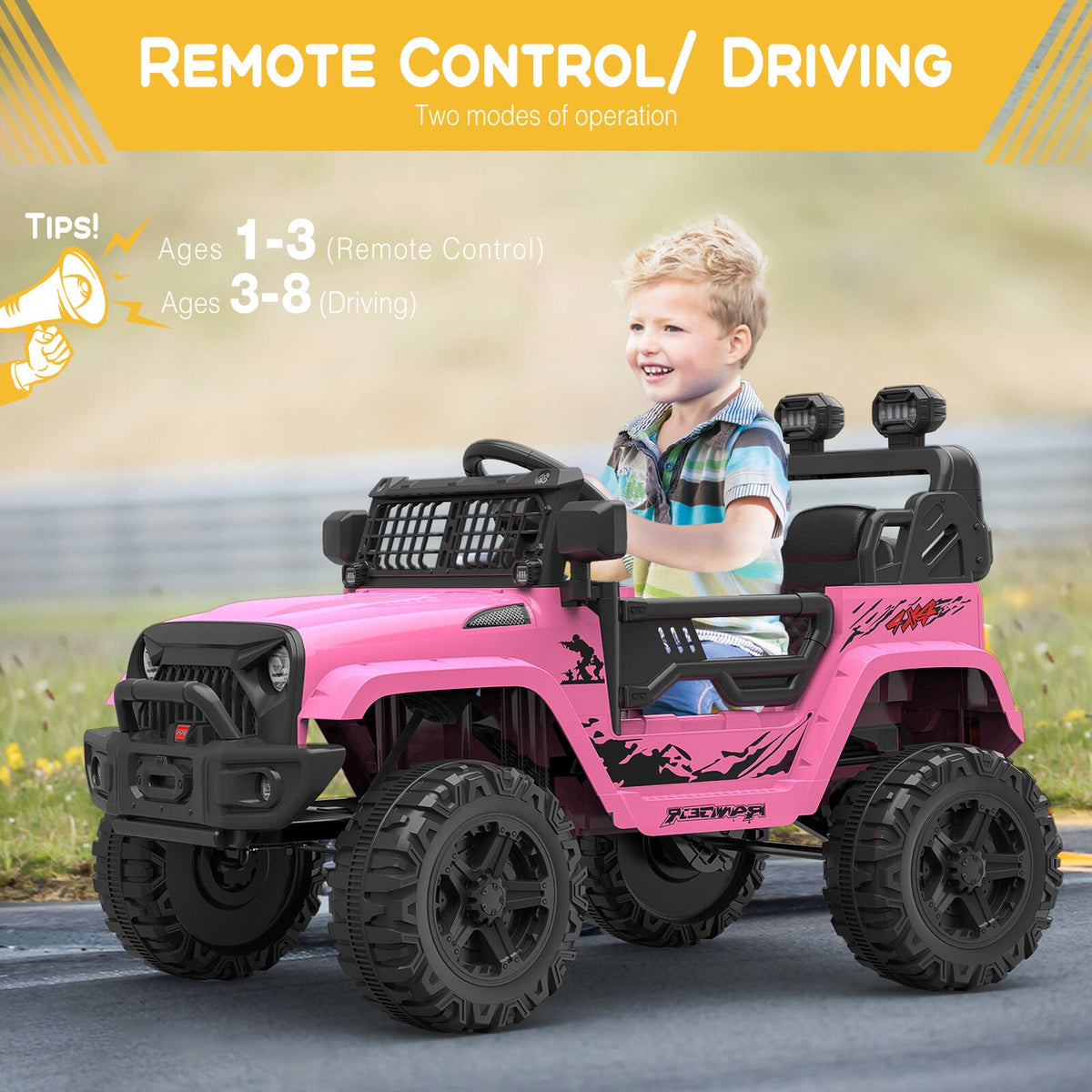 12V Electric Ride On Truck with Remote Control and LED Lights