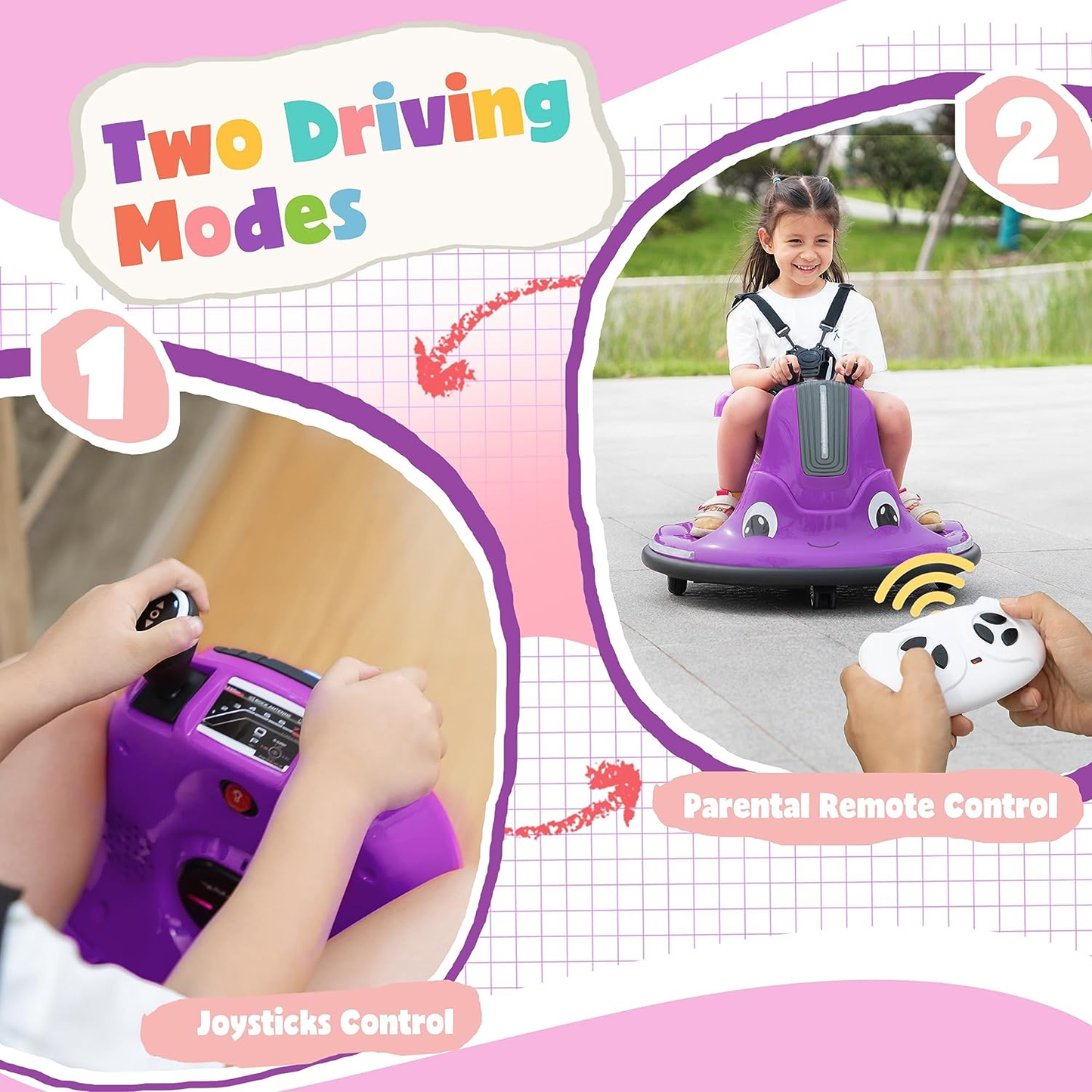 12V Electric Snail Bumper Car Ride-On Toy for Kids - Battery Powered Vehicle