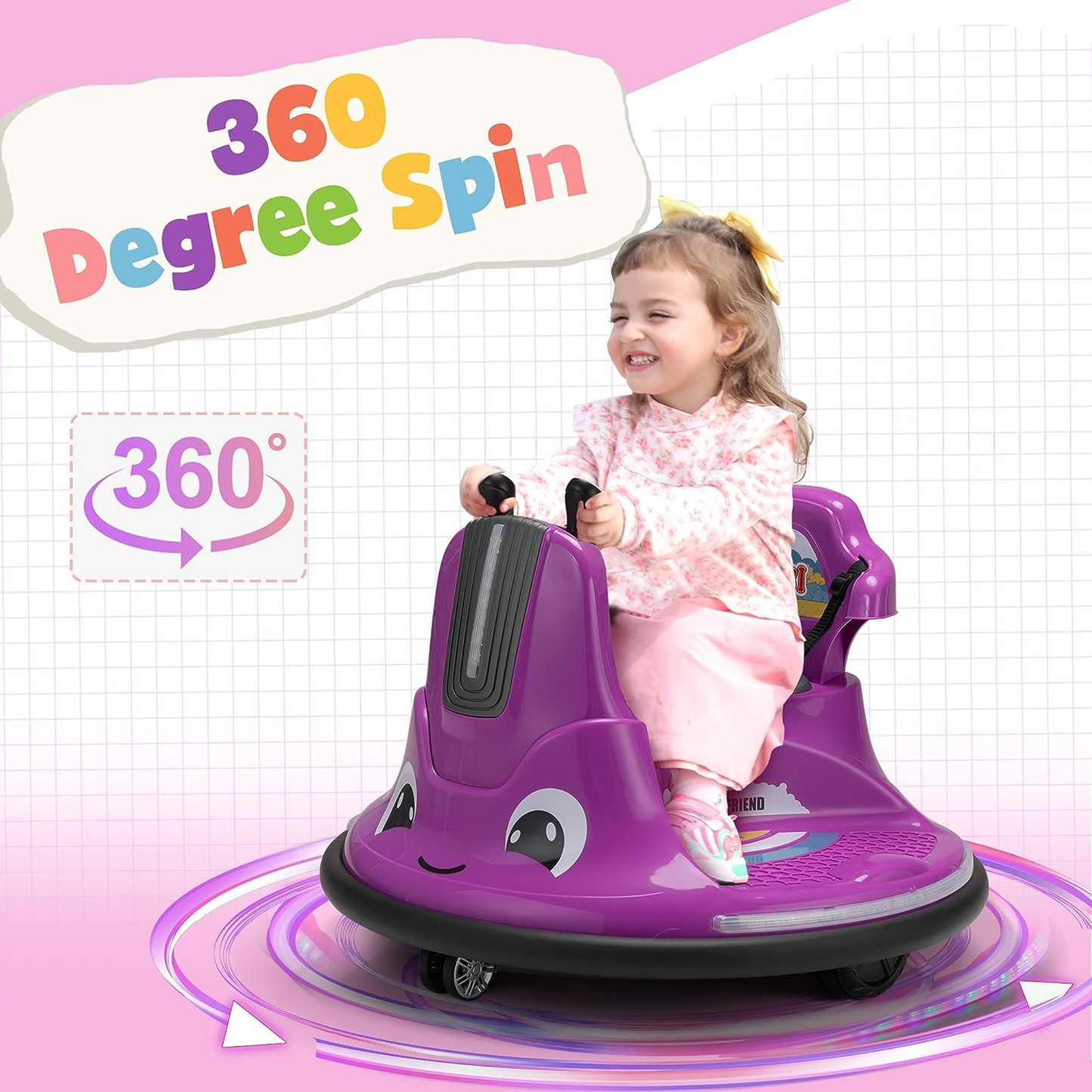 12V Electric Snail Bumper Car Ride-On Toy for Kids - Battery Powered Vehicle