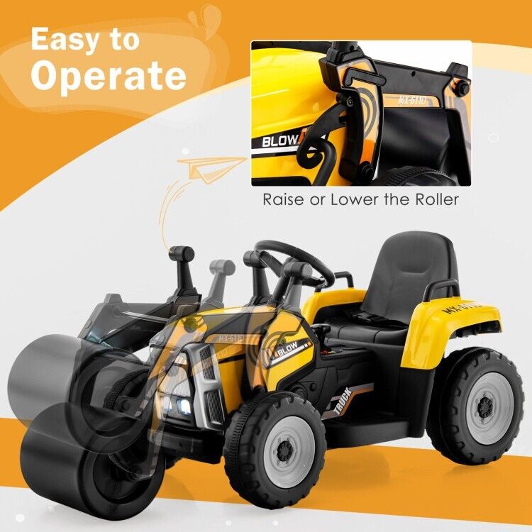 12V Electric Tractor with Remote Control, Music & LED Lights - Perfect for Kids to Ride On!