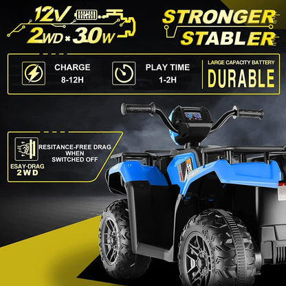 12V Electric Vehicle with High/Low Speed Treaded Tires and LED Lights