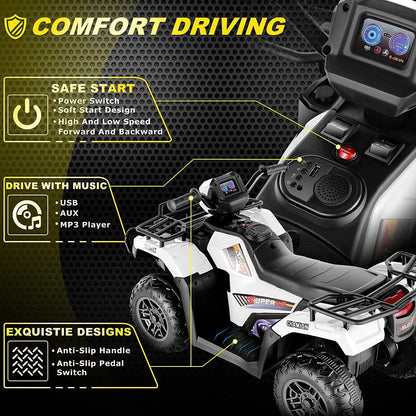12V Electric Vehicle with High/Low Speed Treaded Tires and LED Lights