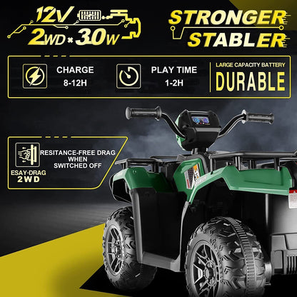 Electric 4-Wheeler ATV Quad for Kids with LED Lights, USB and MP3 Player - Suitable for Girls and Boys Aged 2-5 Years
