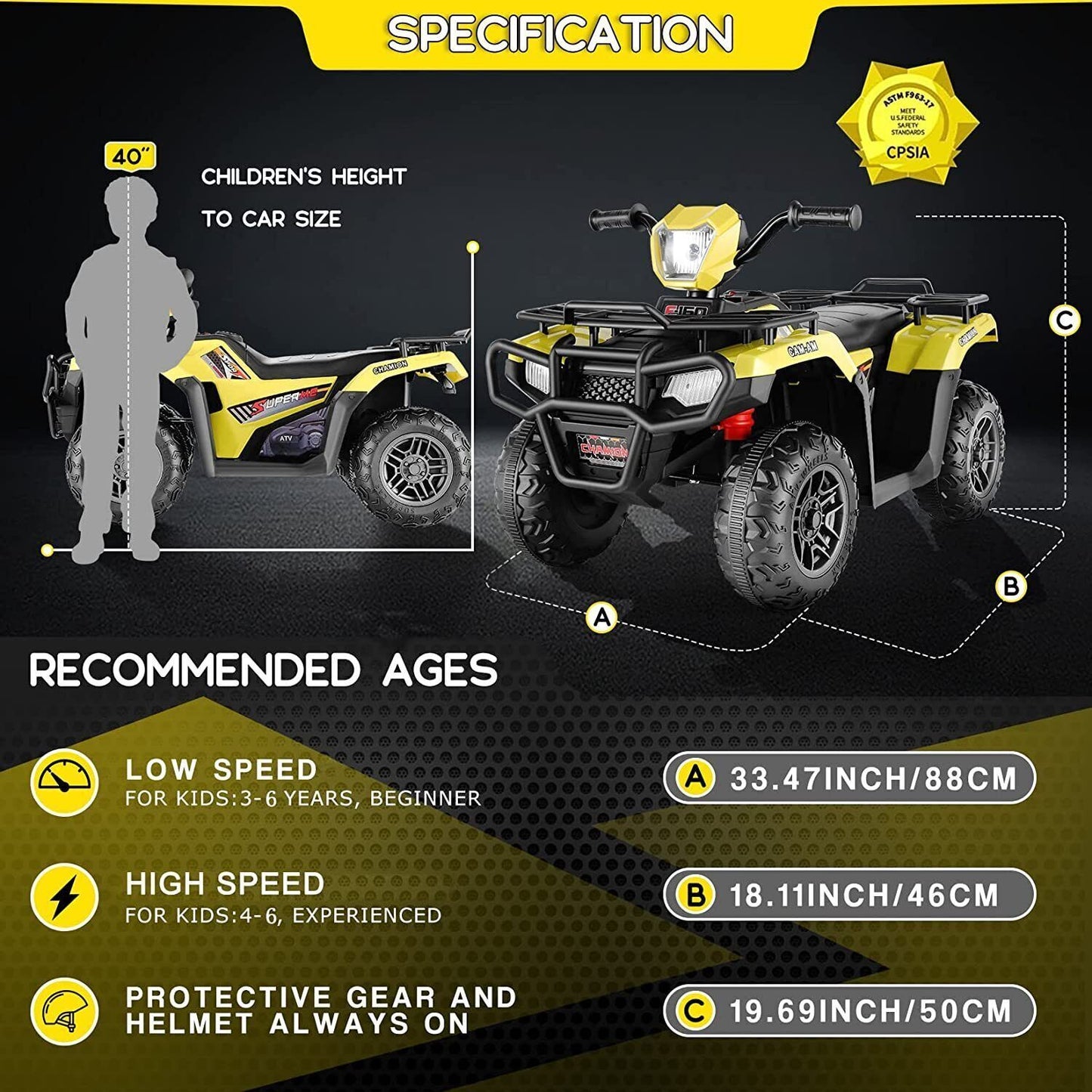 Electric 4-Wheeler ATV Quad for Kids with LED Lights, USB and MP3 Player - Suitable for Girls and Boys Aged 2-5 Years