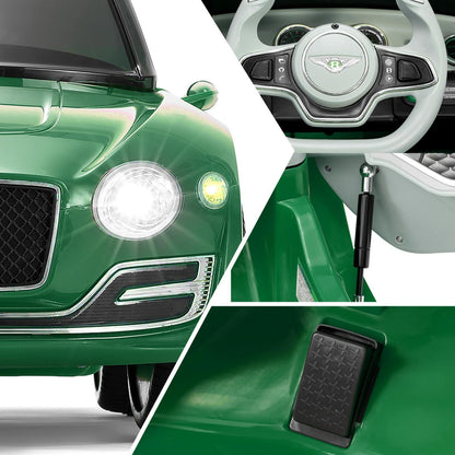 12V Green Electric Ride On Car for Kids with Remote Control - Inspired by Bentley Design