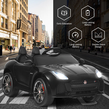 12V Jaguar F-Type SVR Licensed Kids Ride On Car with MP3 Player and Lights in Black