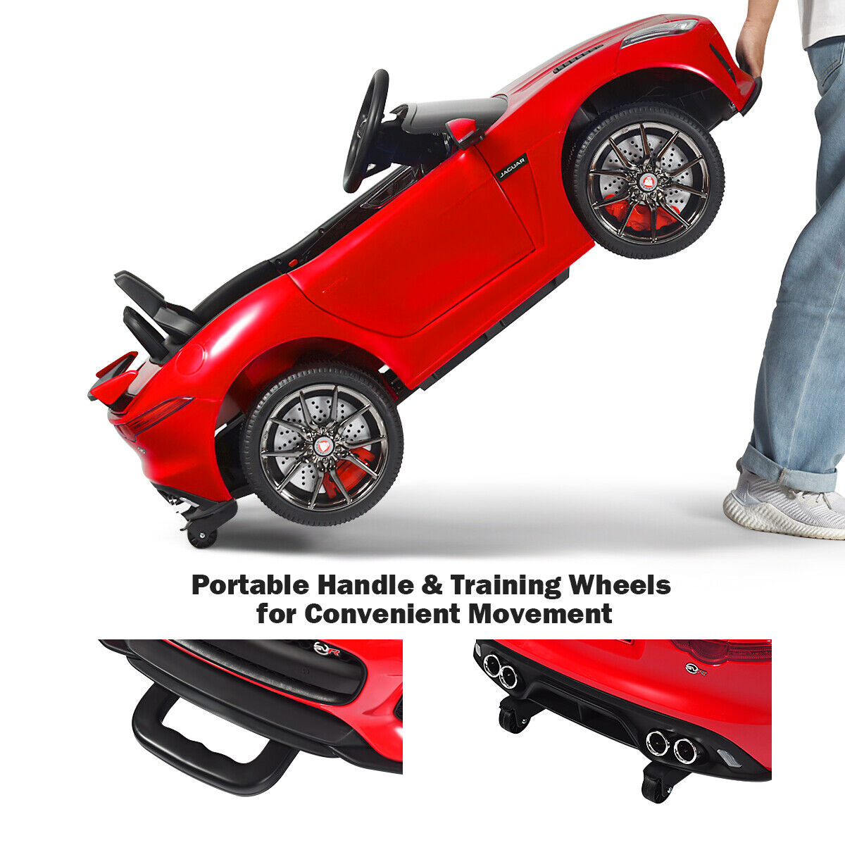 12V Jaguar F-Type SVR Licensed Kids Ride On Car with MP3 Player and Lights in Red