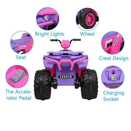 12V Kids ATV Car Ride-On Toy with Bluetooth Music & LED Lights