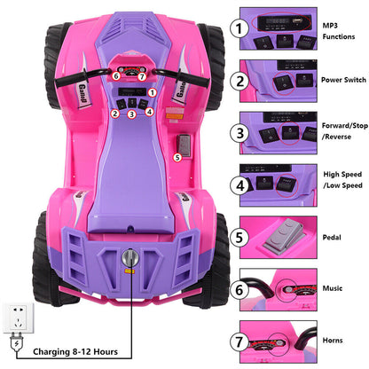 12V Kids ATV Car Ride-On Toy with Bluetooth Music & LED Lights