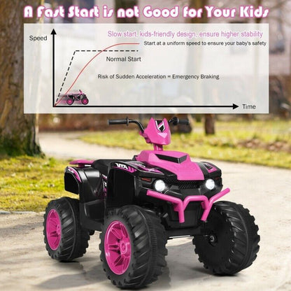12V Kids ATV with LED Lights and Treaded Tires - The Perfect Ride for Young Adventurers!