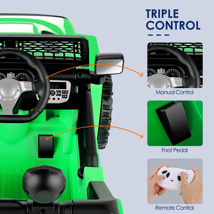 12V Kids Electric Jeep with Remote Control, 3 Speeds, and LED Lights