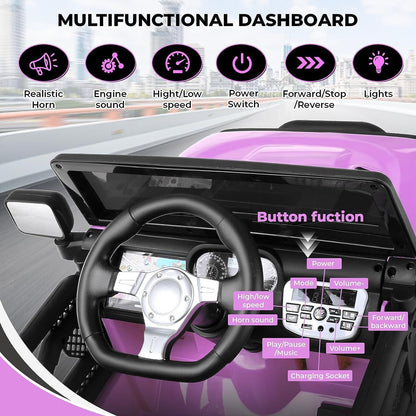 Electric Ride-On Car for Kids with LED Lights, Music, and Remote Control - 3 Speed Options