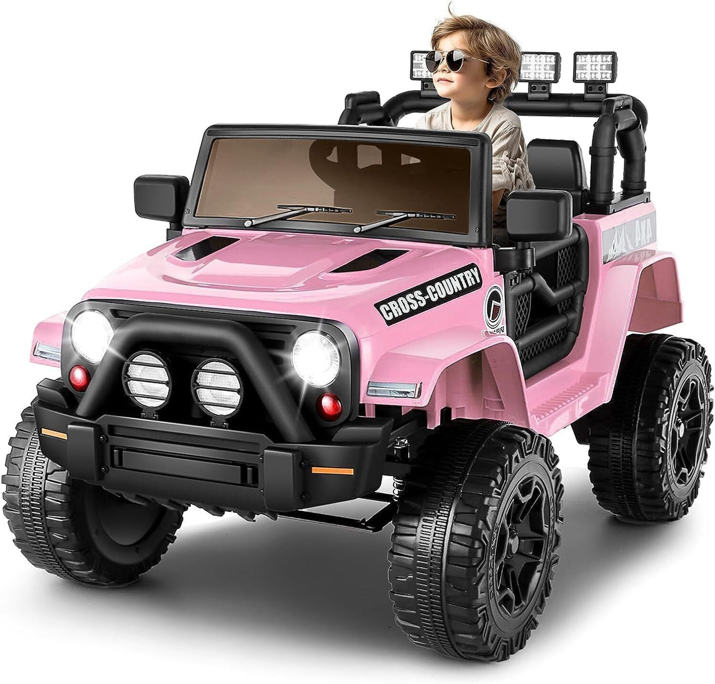 12V Kids Electric Jeep with Remote Control, 3 Speeds, LED Lights, MP3 Music, and USB Connectivity