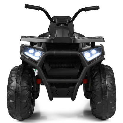12V Kids Electric Ride On Car Toy with LED Lights in Black, Red, or White