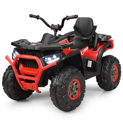 12V Kids Electric Ride On Car Toy with LED Lights in Black, Red, or White