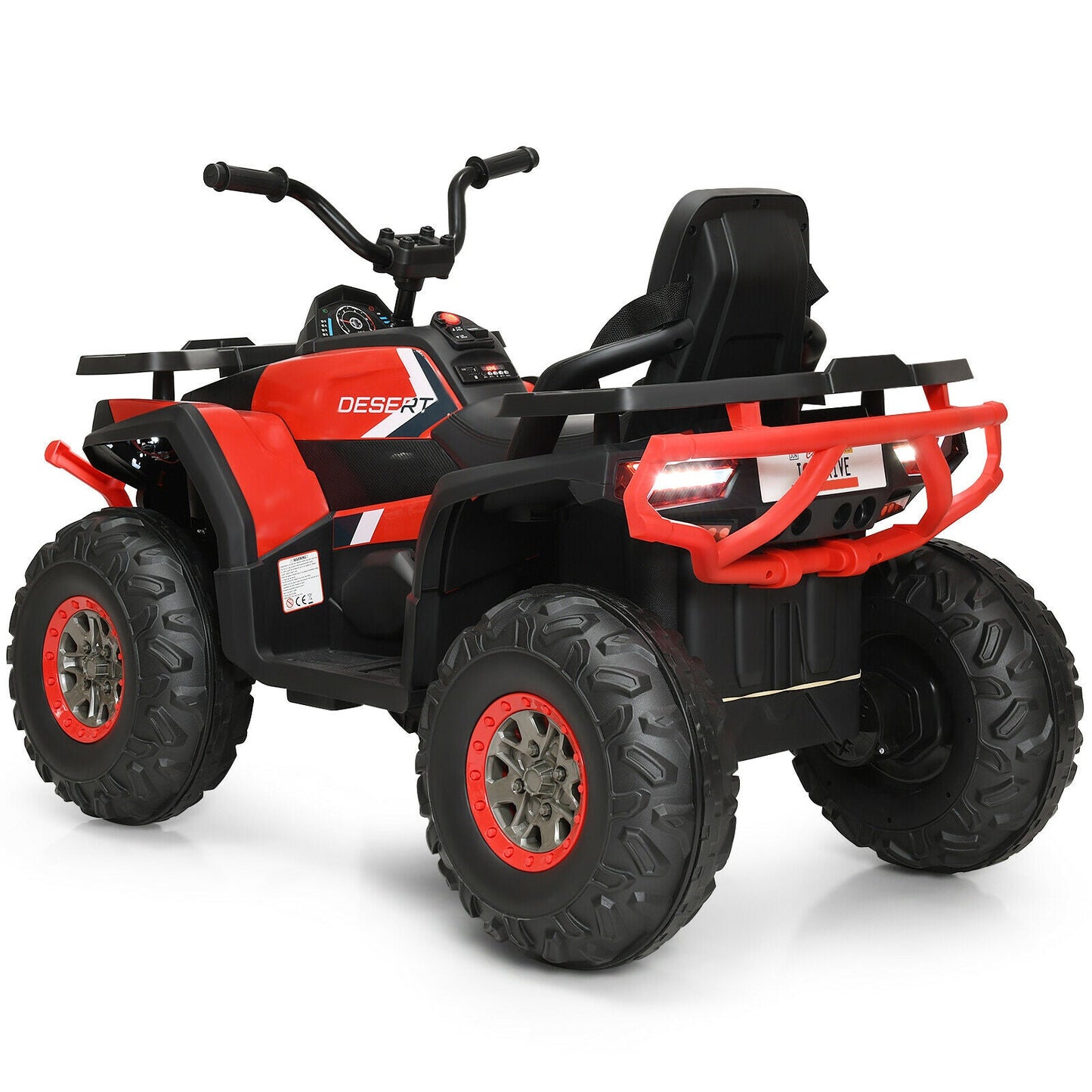 12V Kids Electric Ride On Car Toy with LED Lights in Black, Red, or White