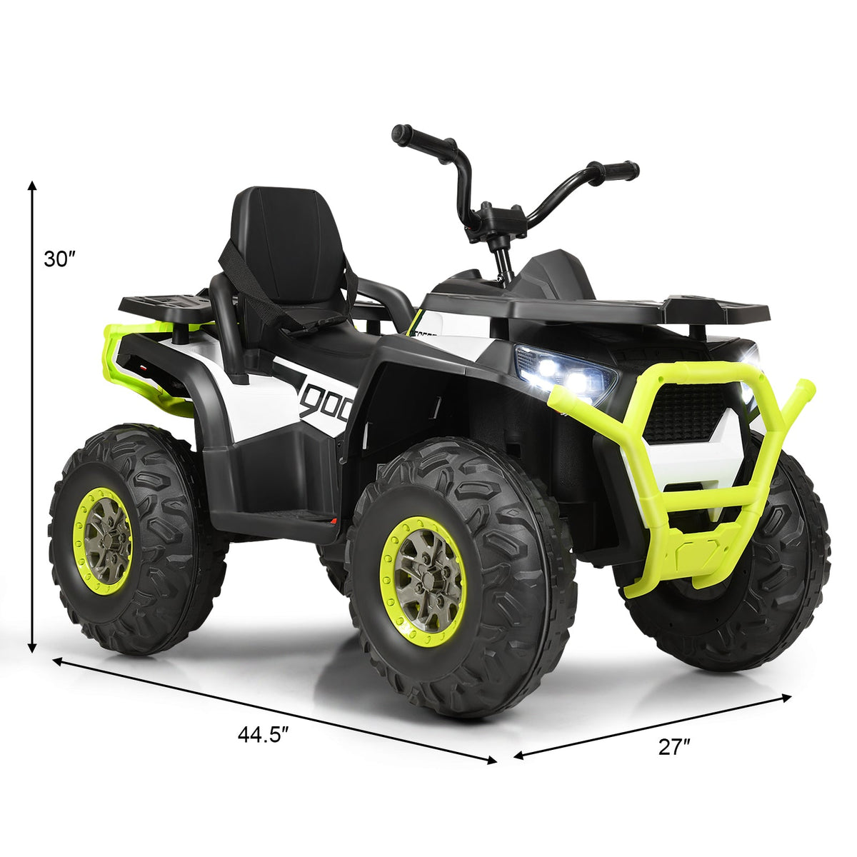 12V Kids Electric Ride On Car Toy with LED Lights in Black, Red, or White