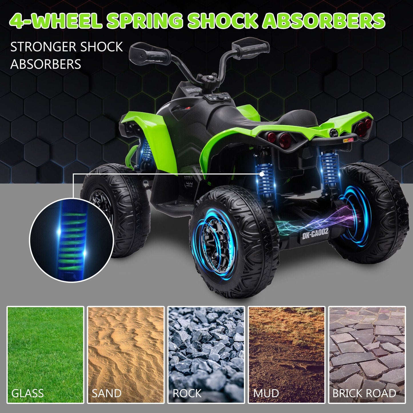 12V Kids Electric Ride On Car with Remote Control, LED Lights, and Bluetooth Music
