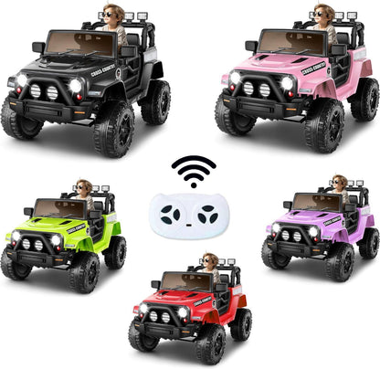 12V Kids Electric Ride On Jeep with Remote Control, 3 Speeds, and LED Lights - Brand New