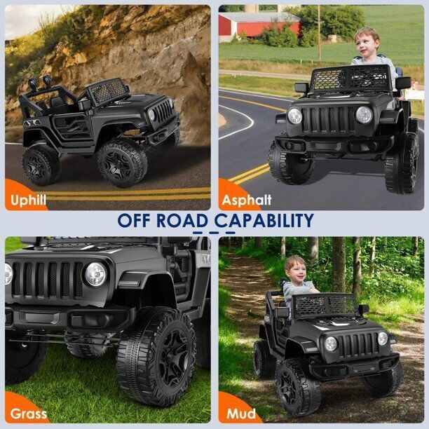 Adventure-Ready 12V Electric Jeep for Kids with Remote Control and 3-Speed Options