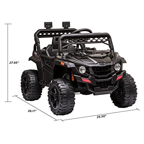12V Kids Ride On Car Truck with Parental Remote Control - Spring Black Edition