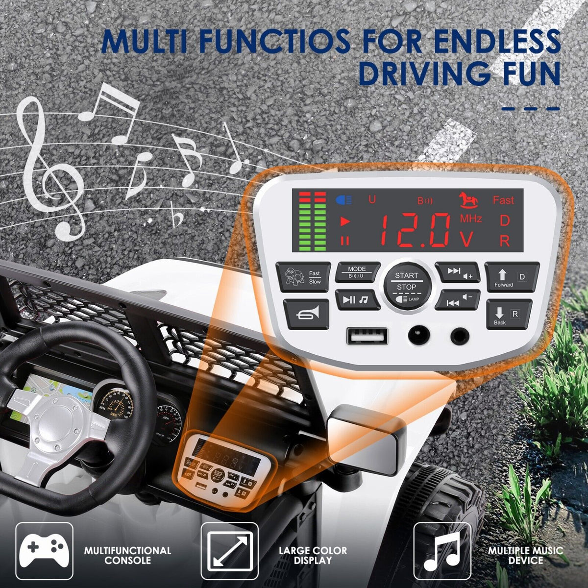 2-Seater Electric Ride-On SUV Toy Truck for Kids with Remote Control and MP3 Player