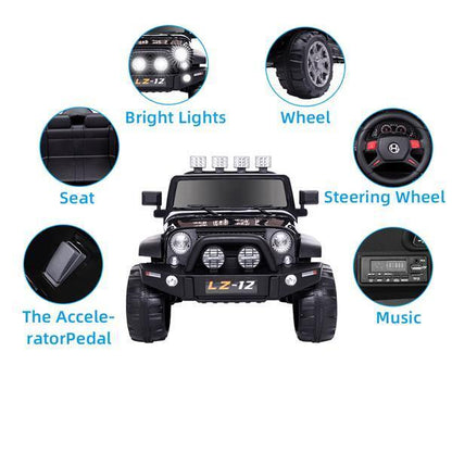 12V Kids Ride On Car with Remote Control - Rechargeable Battery, 4 mph Speed, Black