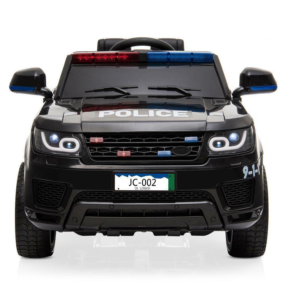 12V Kids Ride On Police SUV Car with Remote Control, LED Lights, and Music - Black