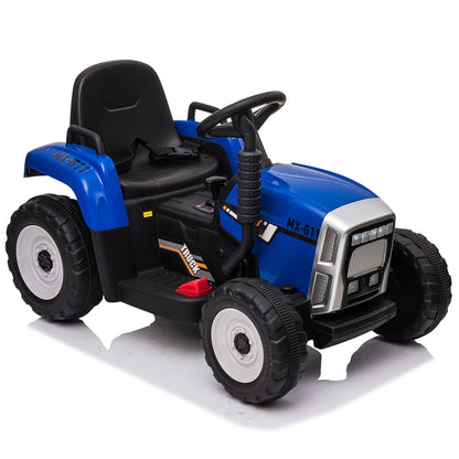 12V Kids Ride On Tractor Trailer with Lights - Battery Powered Toy Car