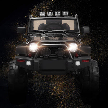 12V Kids Ride On Truck Car with Remote Control, MP3 Music, and LED Lights in Black