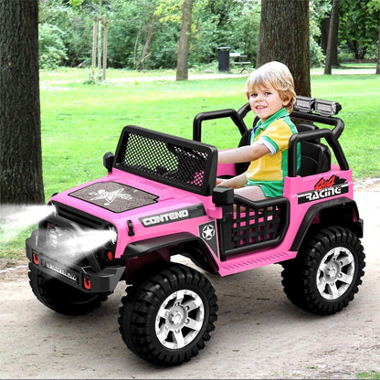 12V Kids Ride On Truck Car with Safety Belt, MP3 and LED Lights - Perfect Xmas Gift for Two!