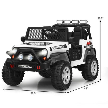 12V Kids Ride On Truck with Remote Control, LED Lights, 3-Speeds, and Music