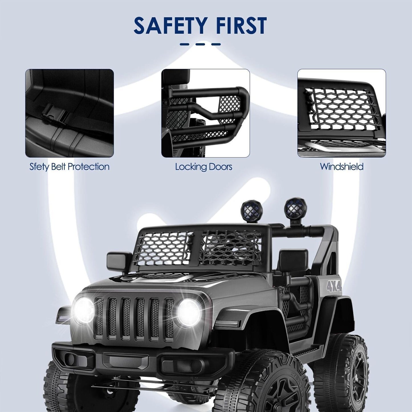 12V Kids Ride-On Truck with Remote Control, LED Lights, and 3 Speed Options