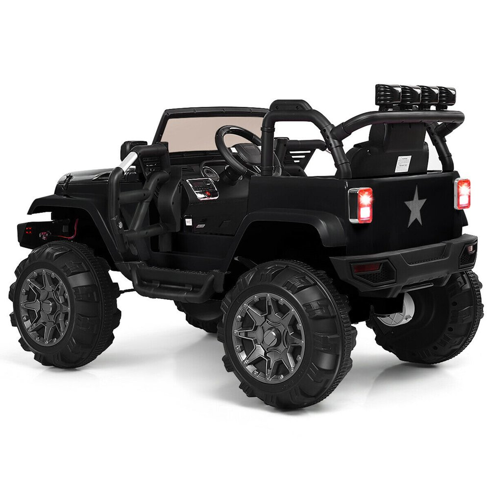 12V Kids Ride-On Truck with Remote Control, MP3 Music, and LED Lights in Black