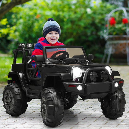 12V Kids Ride-On Truck with Remote Control, MP3 Music, and LED Lights in Black