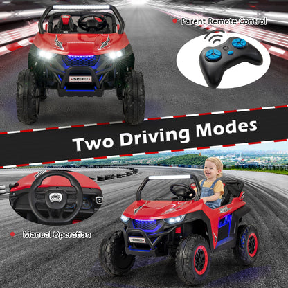 12V Kids Ride On UTV with Suspension, Lights & Music - RC Electric Vehicle for 2 Children