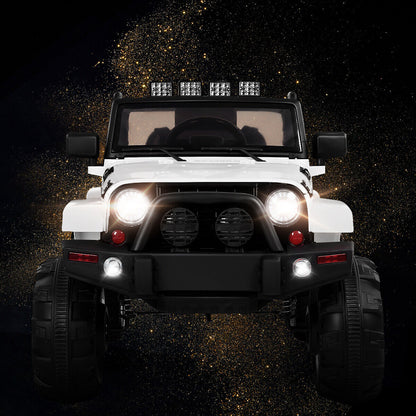 12V Kids Truck Car with Remote Control, MP3 Music, LED Lights - White