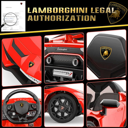 Red Lamborghini Electric Ride On Car for Kids - 12V Battery Powered Toy with 70W Motor