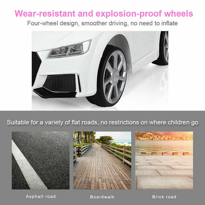 12V Licensed Audi TT RS Electric Ride On Car with Remote Control for Kids - White