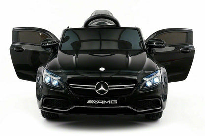 12V Licensed C63S Mercedes Kid's Ride-On Sports Car with Rubber Tires, Lights, and Remote Control
