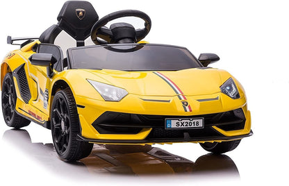 12V Lamborghini Electric Ride-On Car for Kids with Hydraulic Doors - Perfect Gift for Young Sports Car Enthusiasts
