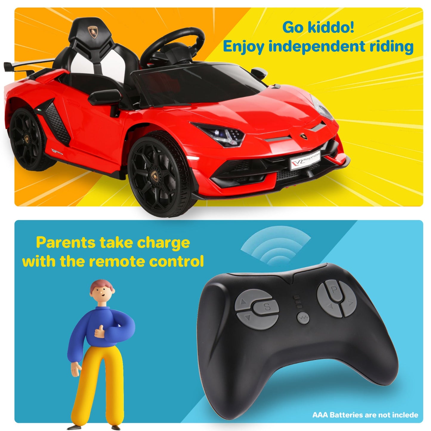12V Licensed Lamborghini Kids Car Toy with Hydraulic Doors