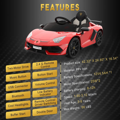 Licensed Lamborghini McLaren 12V Electric Ride-On Car for Kids with Remote Control