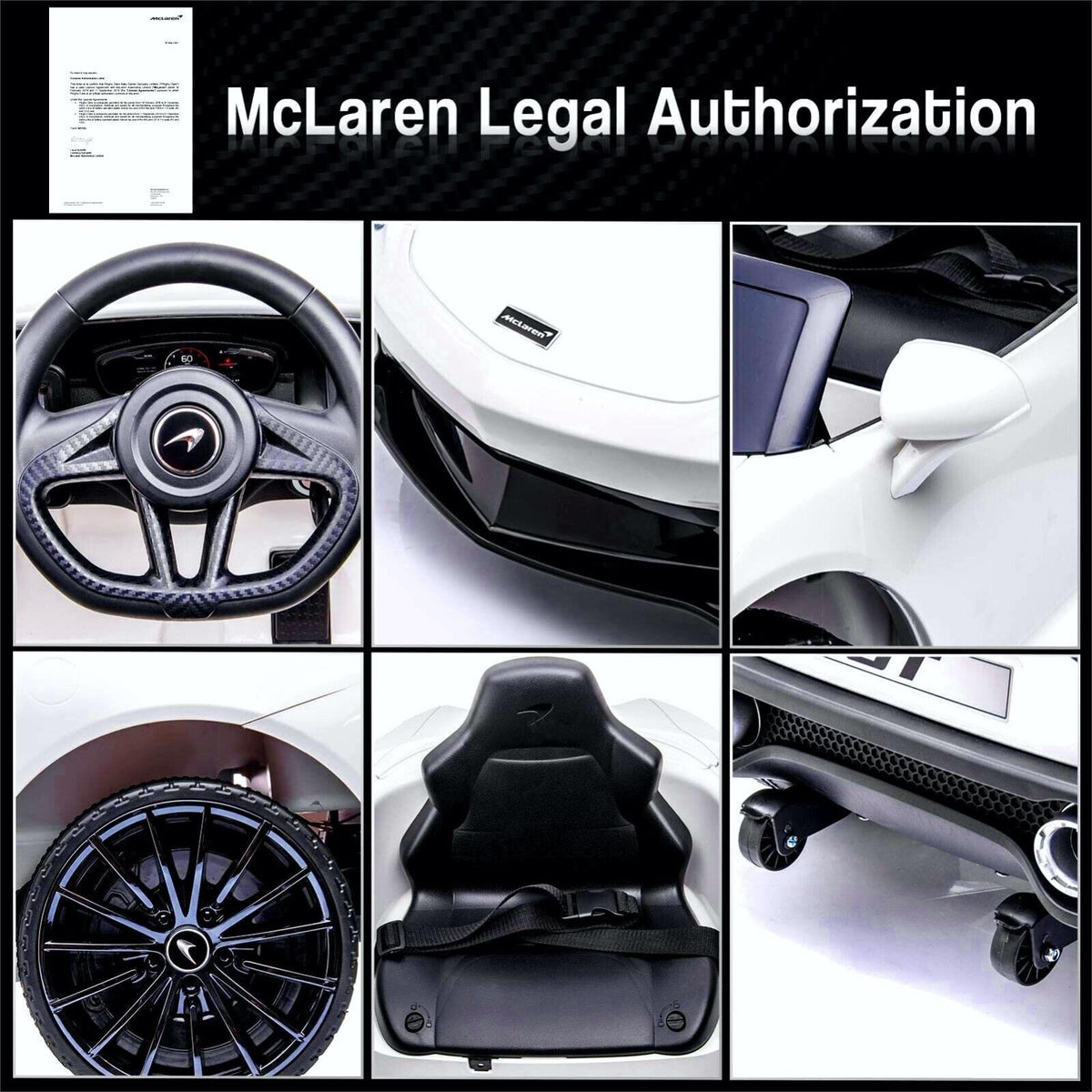 Licensed Lamborghini McLaren 12V Electric Ride-On Car for Kids with Remote Control