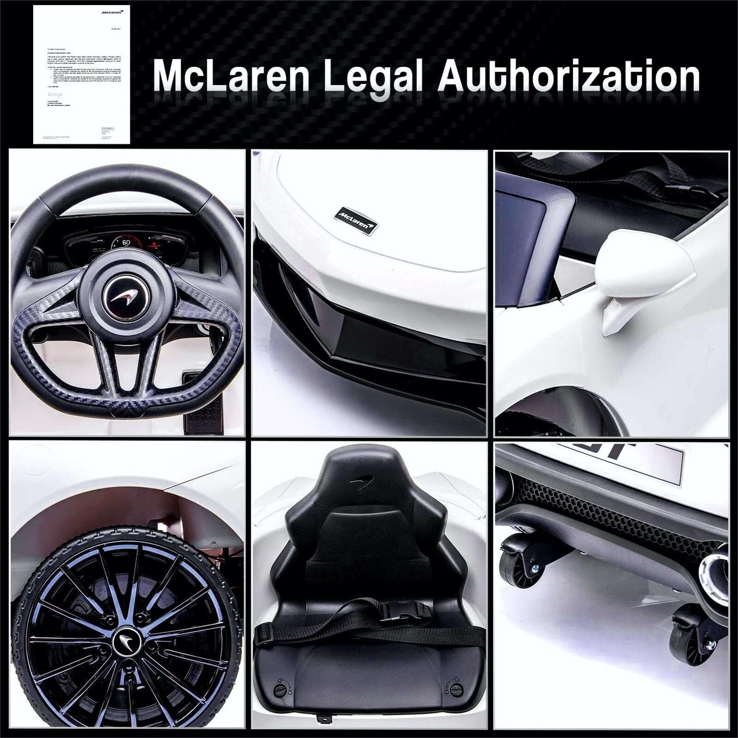 12V Licensed McLaren Battery Powered Sports Car for Kids - Officially Licensed Ride on Toy