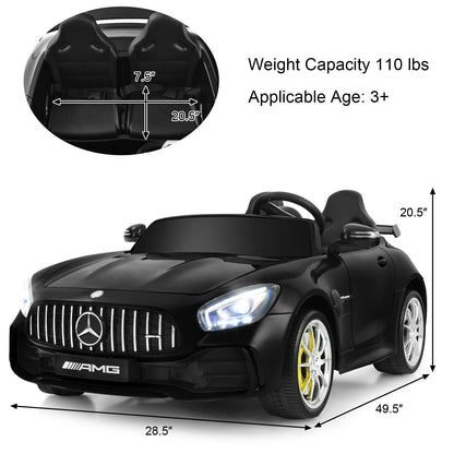 12V Mercedes Benz AMG GTR Kids Ride On Car with Remote Control and LED Lights in Black