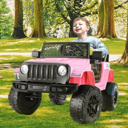 MP3 Kids Ride On Truck Car with Remote Control, LED Lights, and Music - Pink