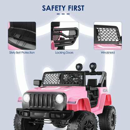 12V Pink Electric Ride-On Car for Kids with Remote Control - Battery Powered Toy Vehicle